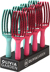 Olivia Garden Fingerbrush Combo Medium Display Mint/Hot pink