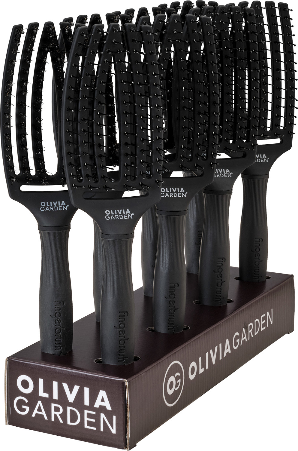  Olivia Garden Set Fingerbrush Double Medium Full Black 