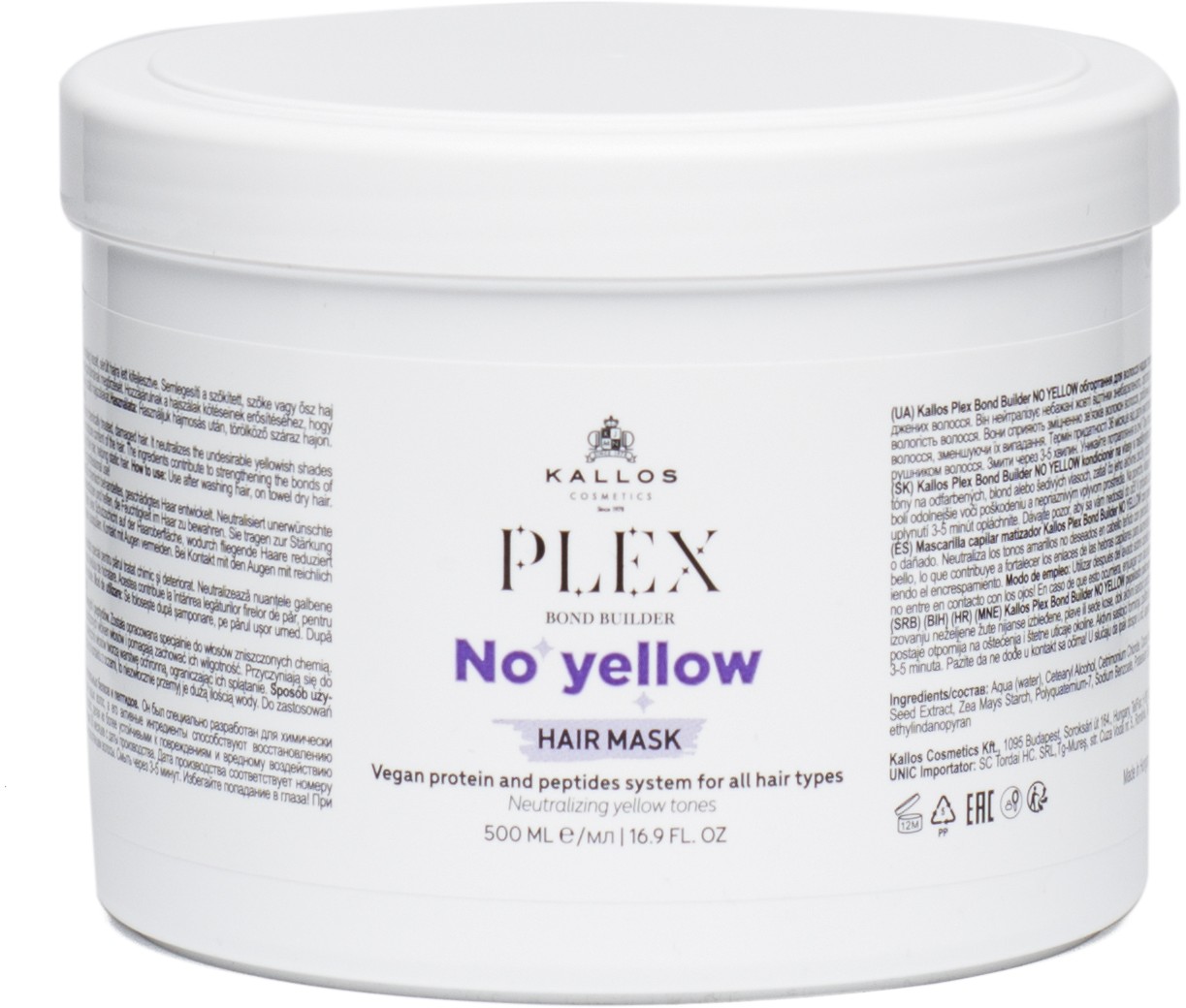  Kallos Plex No Yellow Hair Mask 500 ml 