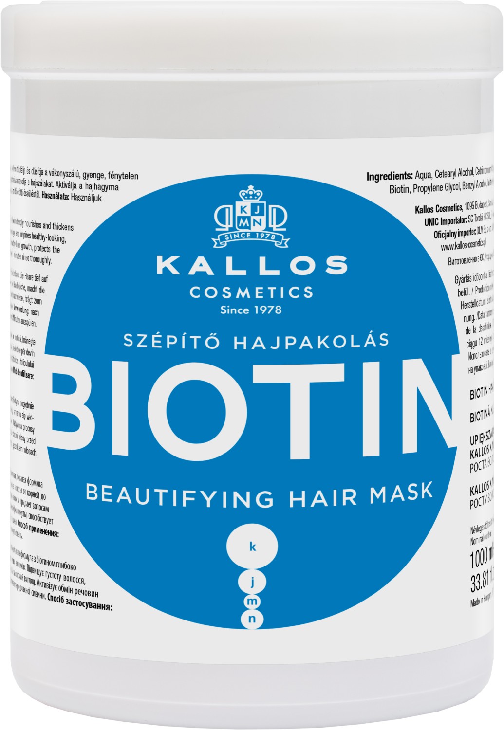  Kallos KJMN Biotin Beautifying Hair Mask 1000 ml 
