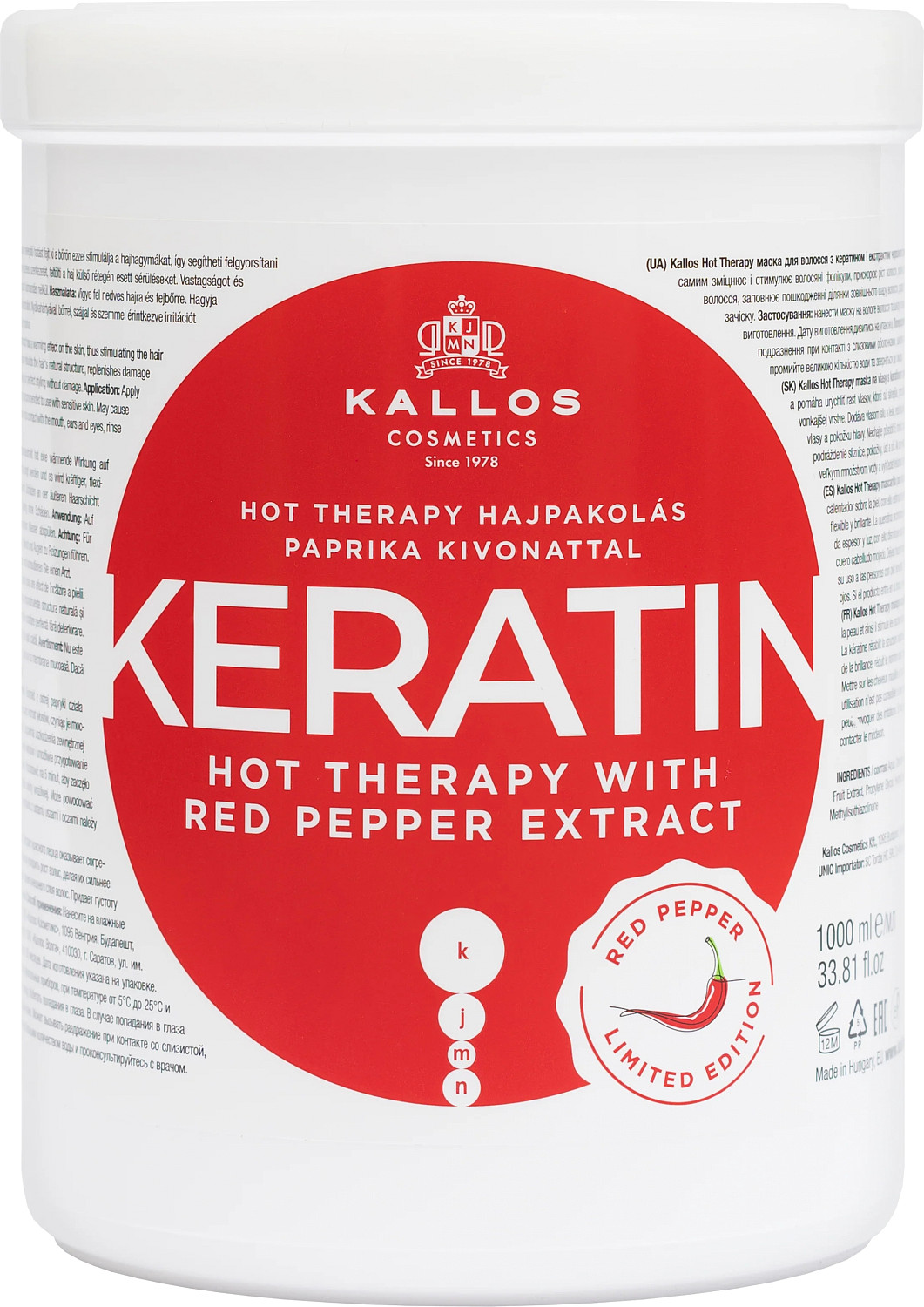  Kallos KJMN Keratin Hot Therapy Hair Mask 1000 ml 