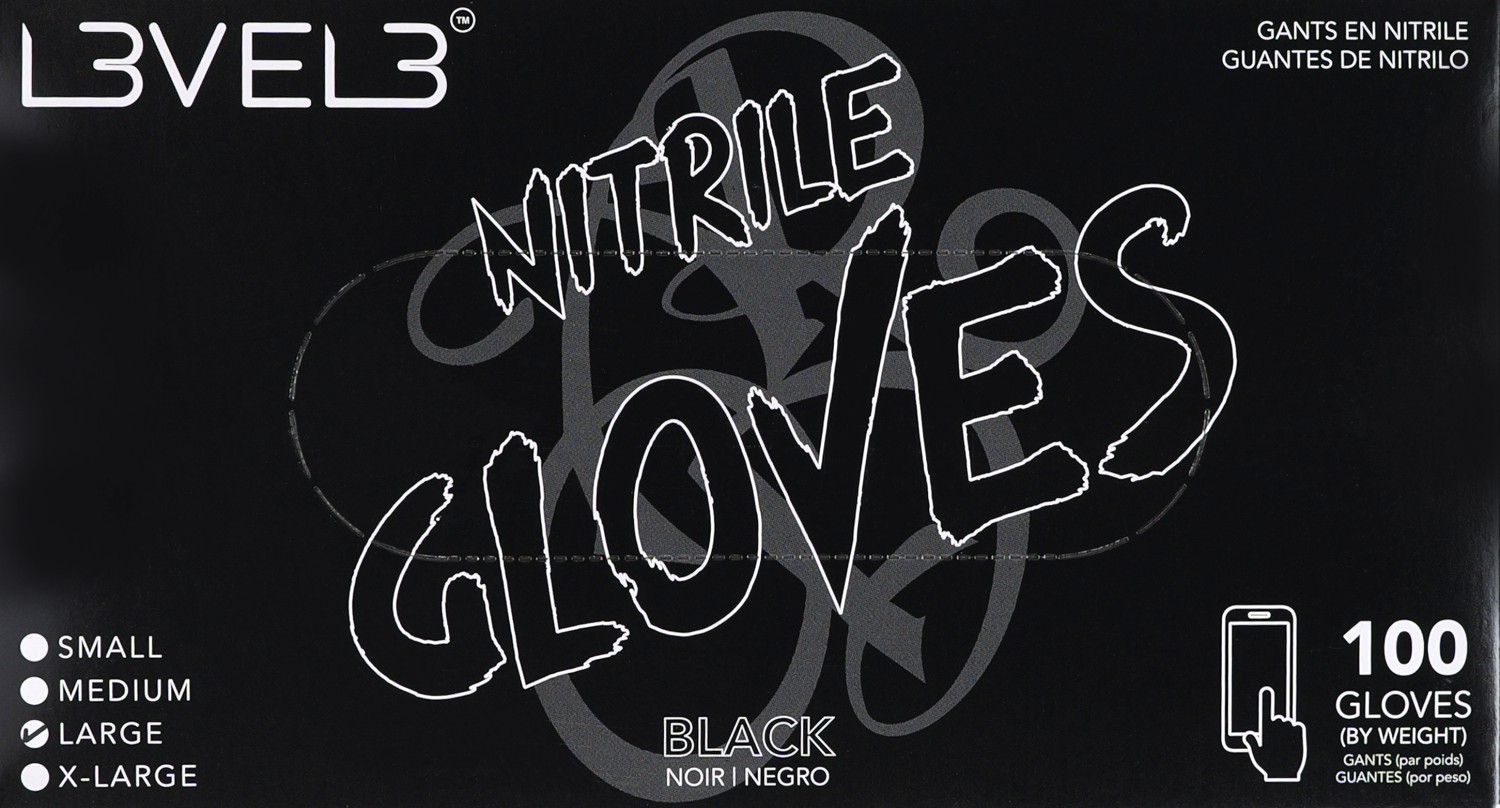  L3VEL3 Nitrile Gloves Large Black 