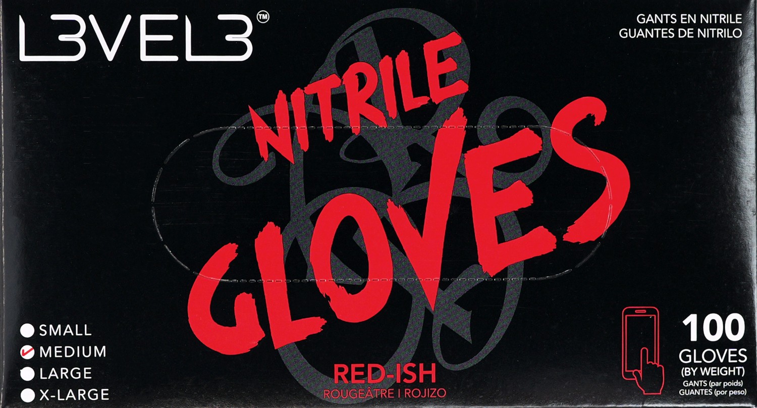  L3VEL3 Nitrile Gloves Medium Red-ish 