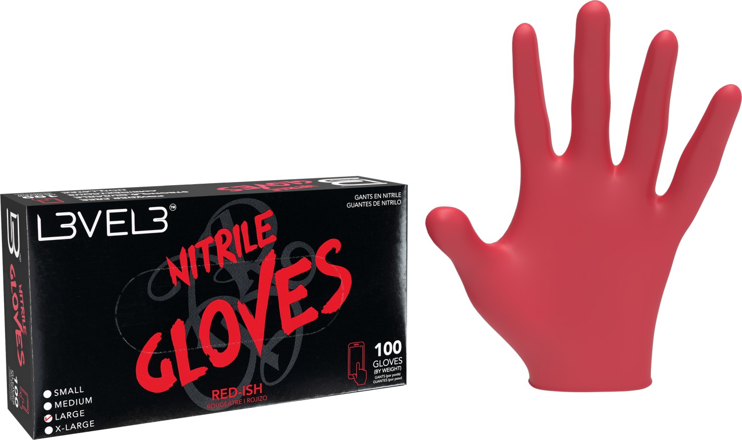  L3VEL3 Nitrile Gloves Large Red-ish 