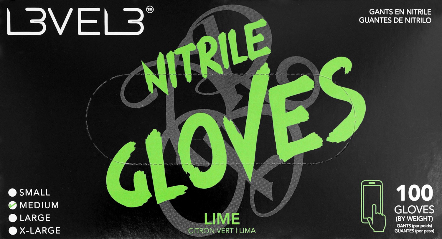  L3VEL3 Nitrile Gloves Medium Lime 