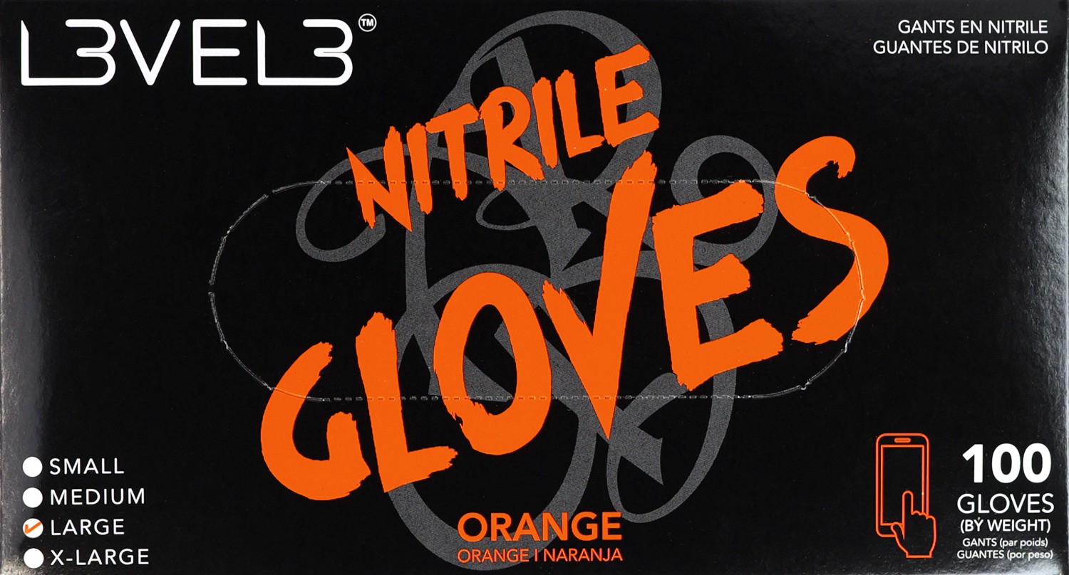  L3VEL3 Nitrile Gloves Large Orange 