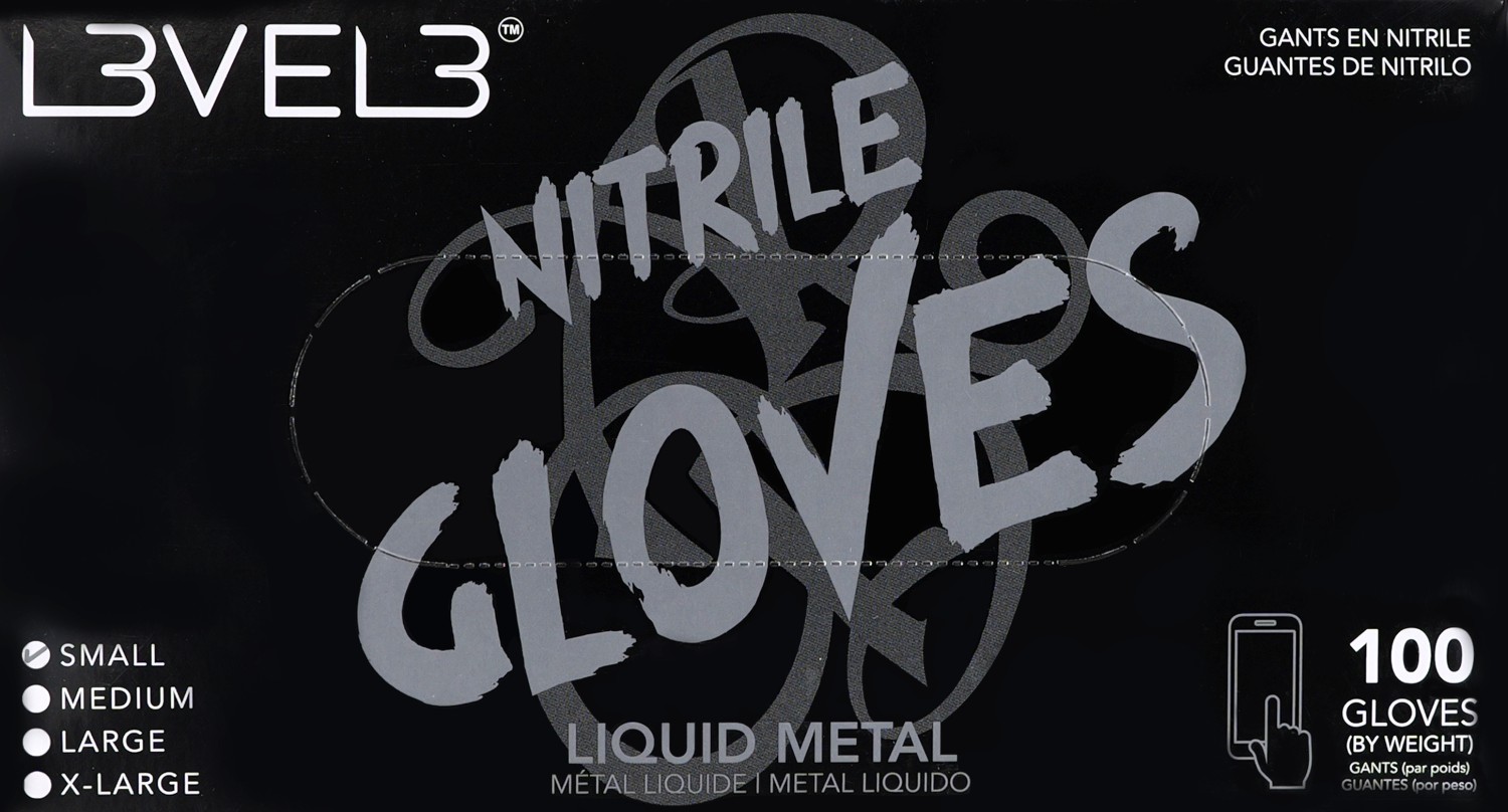  L3VEL3 Nitrile Gloves Small Liquid Metal 