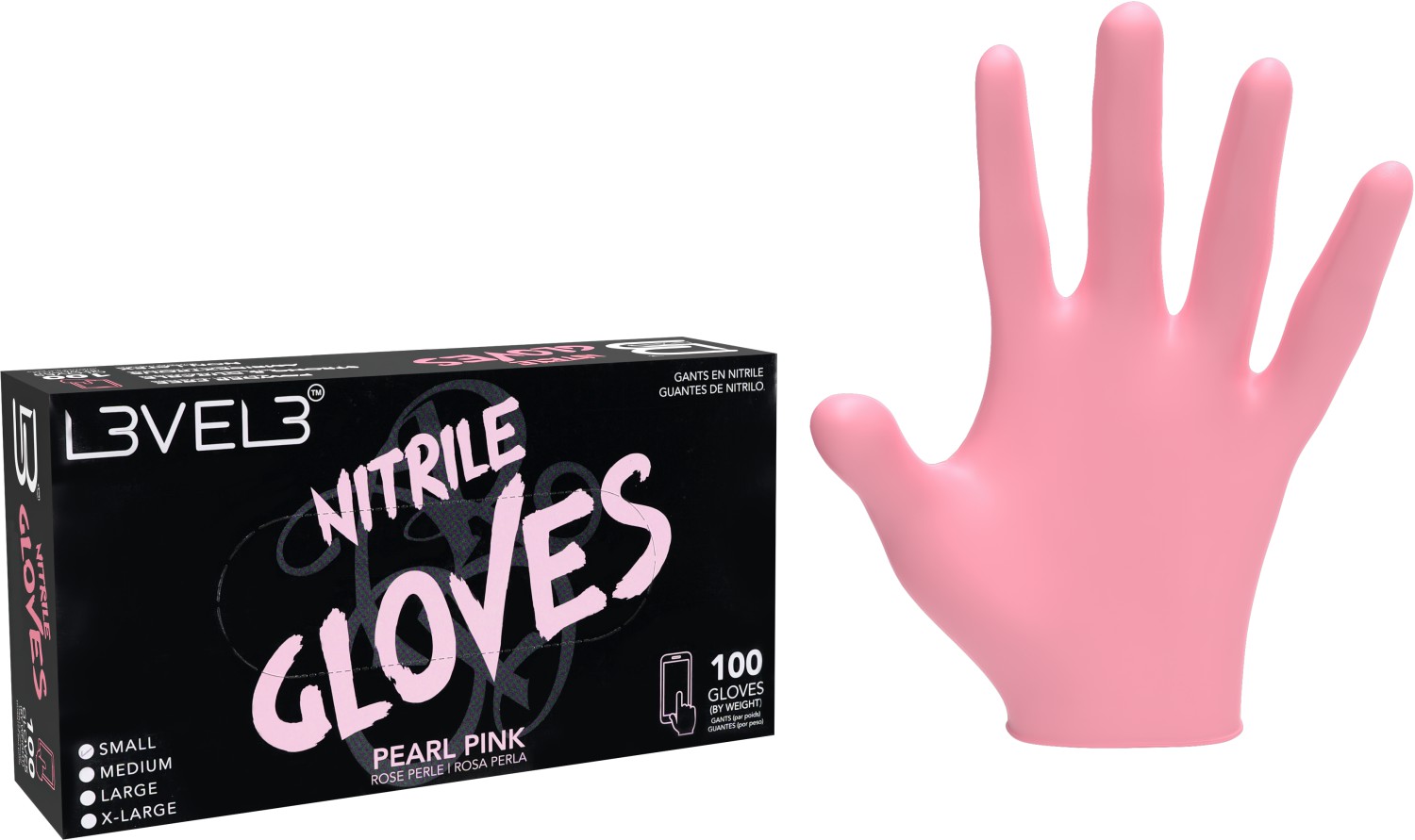  L3VEL3 Nitrile Gloves Small Pearl Pink 