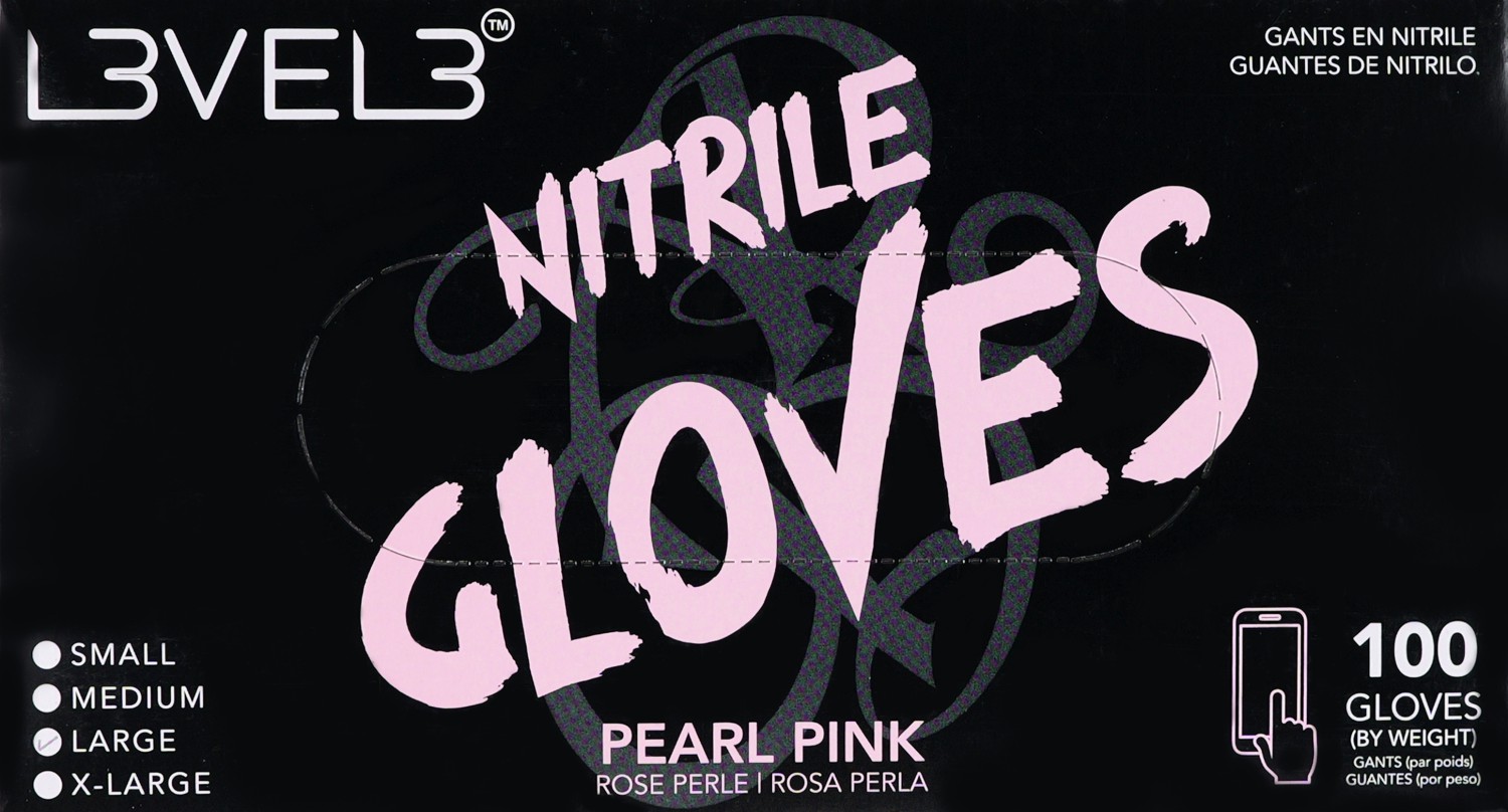  L3VEL3 Nitrile Gloves Large Pearl Pink 