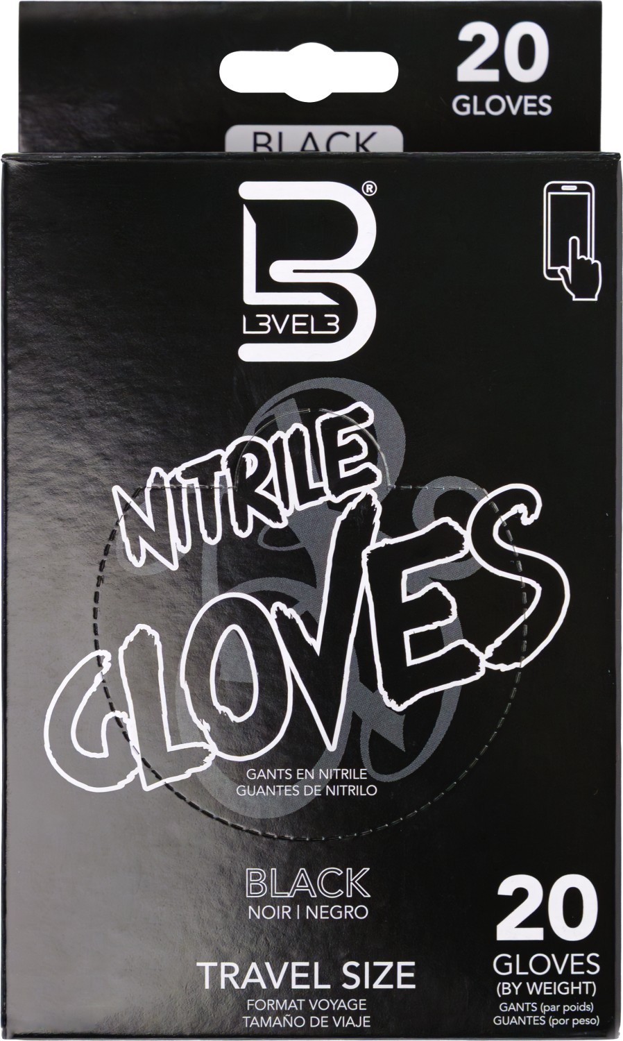  L3VEL3 Nitrile Gloves Small Black Travel Size 